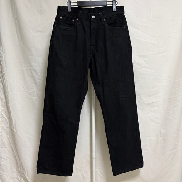 아웃스탠딩 30s 신치백 셀비지 와이드 데님팬츠 / 블랙, S(30)