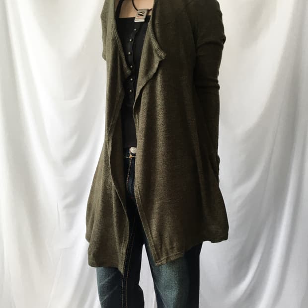 Drape hood open cardigan