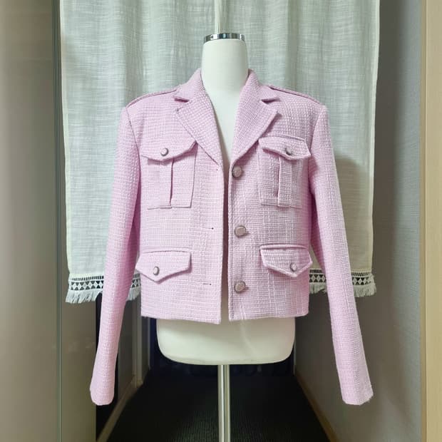 화이트핑크 트위드 자켓 (표기 프리사이즈)
