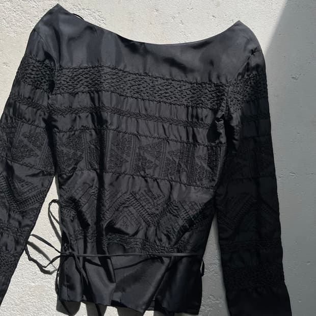 silk back open blouse