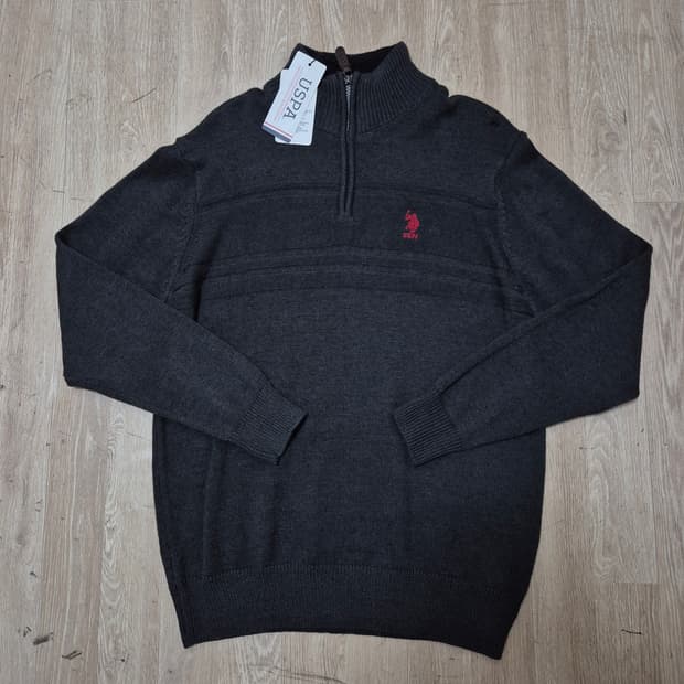 US 폴로 아센 자수로고 반집업 긴팔 니트 XL(105)