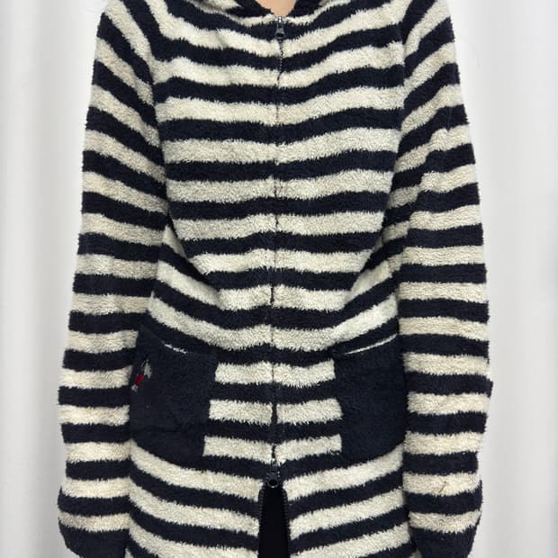 peanuts snoopy stripe fleece hood zipup