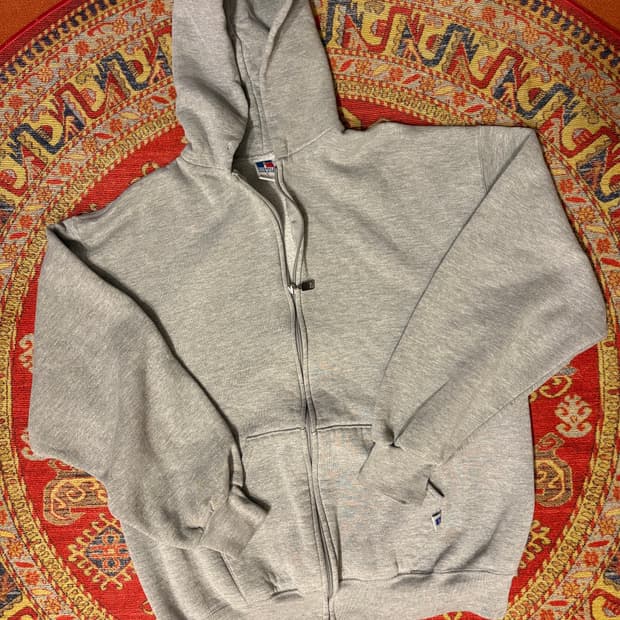 미제 러셀 빈티지 후드 집업 그레이 L