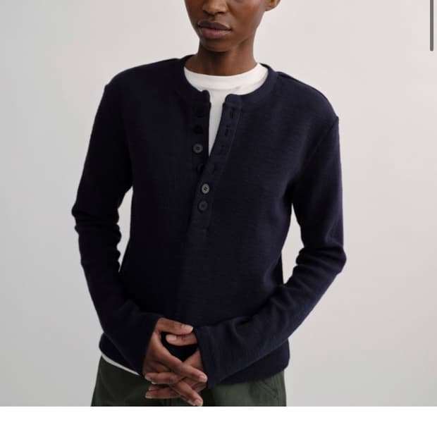 (구매) 컬러컬러 버튼 헨리넥 네이비 1사이즈