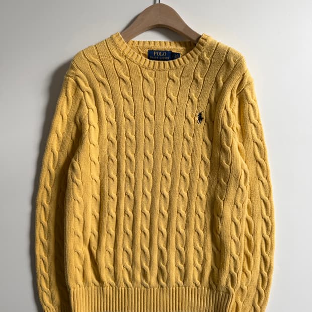 Polo 폴로 랄프로렌 신형 옐로우컬러 코튼 케이블 니트