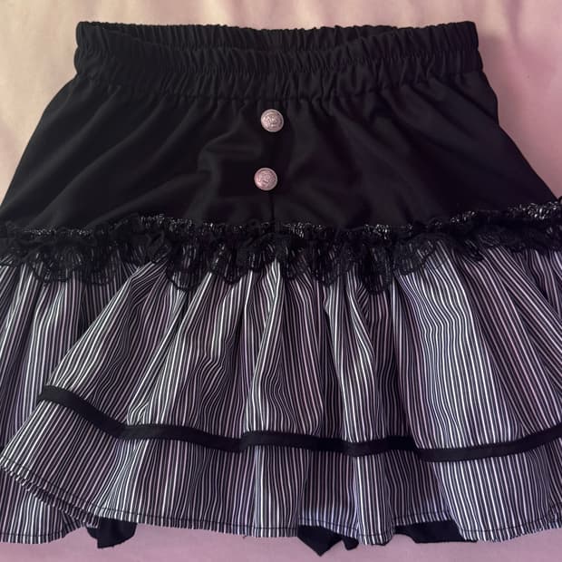 펑크 스트라이프 프릴 스커트 y2k 공겜여주 엑시즈팜 고딕