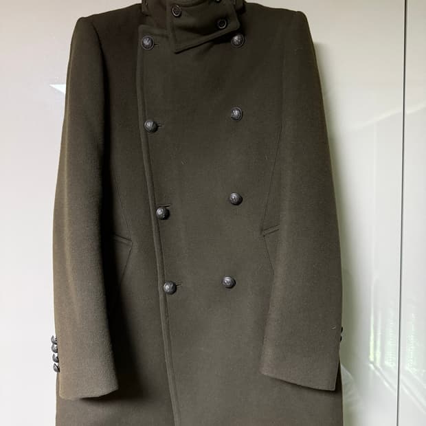 타임옴므 모직 하프코트 100사이즈 후드 탈부착