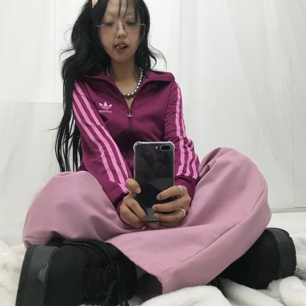 < Adidas Pink Track Jersey >