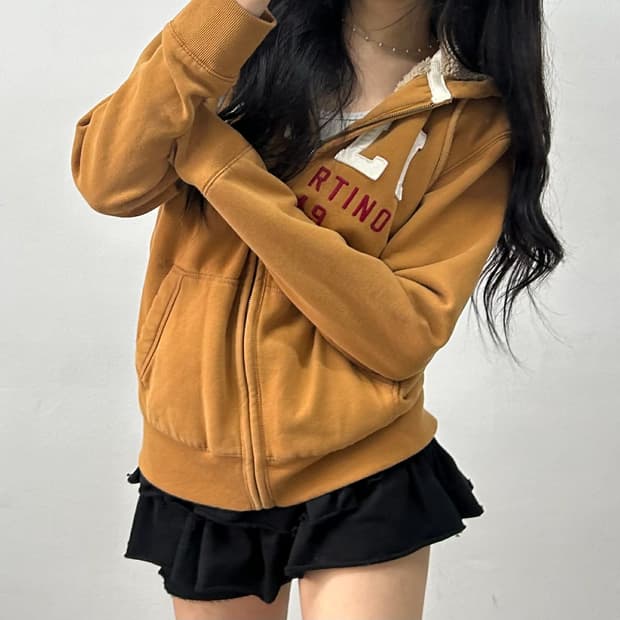 후아유 y2k 러블리힙 스웻 양털 후드집업 희귀져지(L)