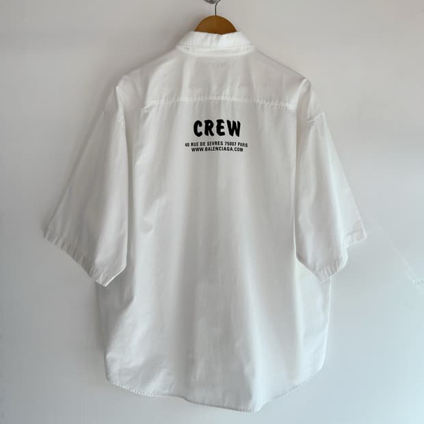 발렌시아가 21fw 오버사이즈 crew 화이트 코튼 하프 셔츠