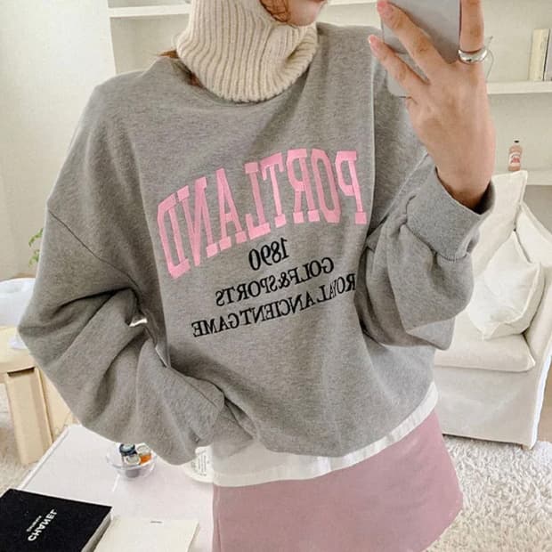 -ˋˏ포틀랜드 멜란지 회색 맨투맨ˎˊ-