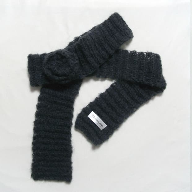 crochet mohair rose scarf charcoal