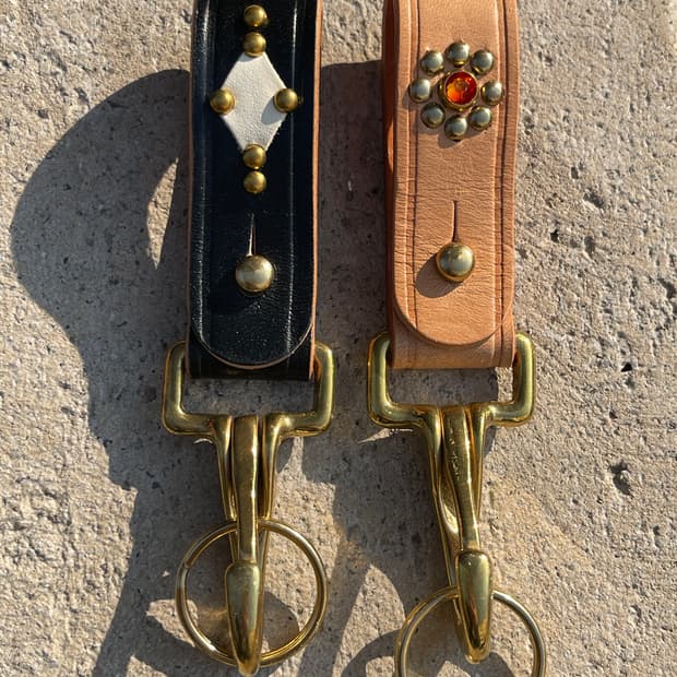 천연 소가죽 벨트 루프 키링