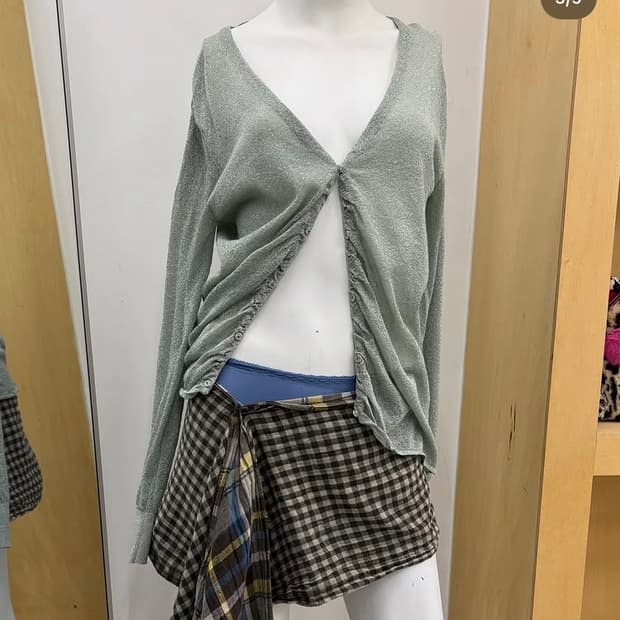 민트색 글리터 가디건