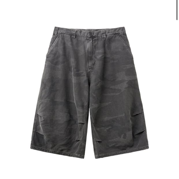 해칭룸 Snow Shorts Over Dyed Camo Charcoal