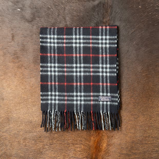 [정품] 90s 버버리 캐시미어 노바체크 머플러 네이비 