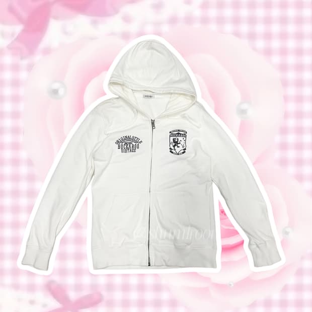 버카루 y2k 슈크림 화이트 후드집업 루즈핏