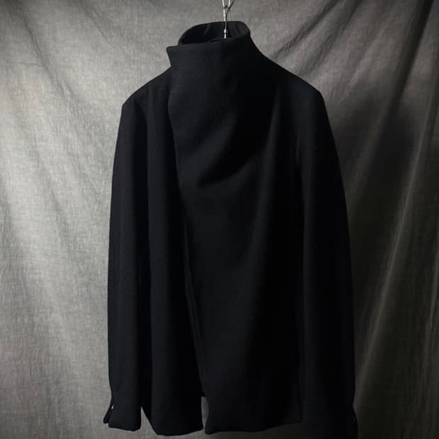 N4 Asymmetric High-Neck Wool Coat