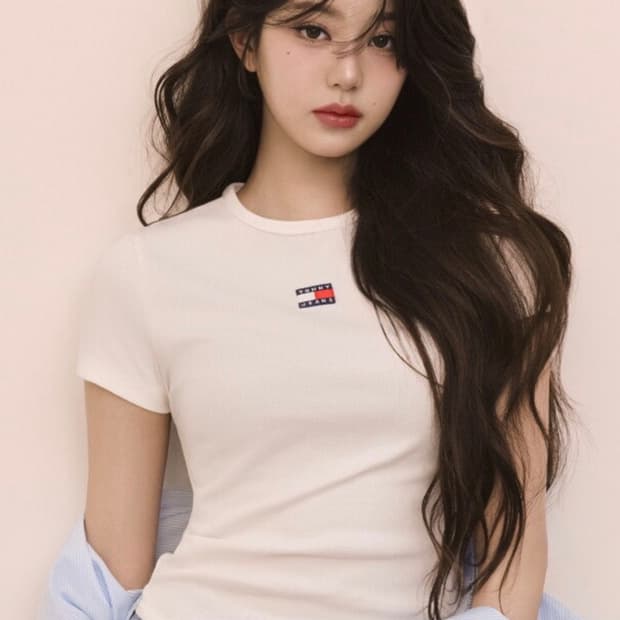 타미진 여성 슬림핏 골지 반팔티