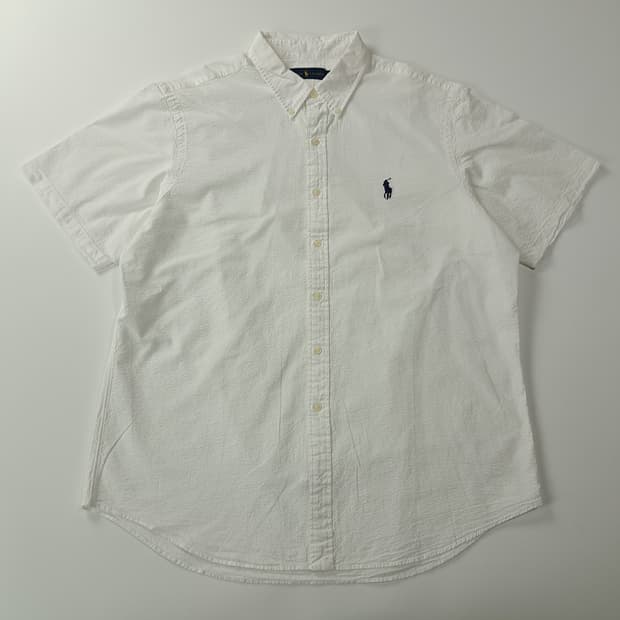 CK656 2XL 폴로 미디엄포니 시어서커 화이트 반팔 셔츠 남방