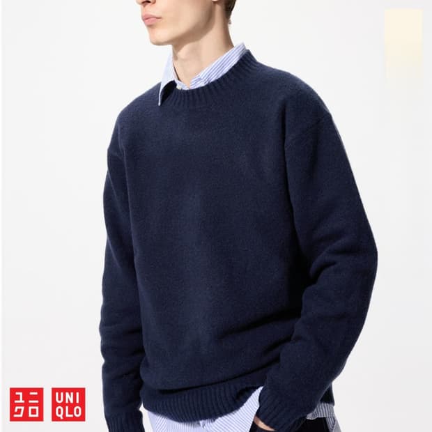 유니클로 수플레얀 크루넥 스웨터 네이비 4XL 새제품