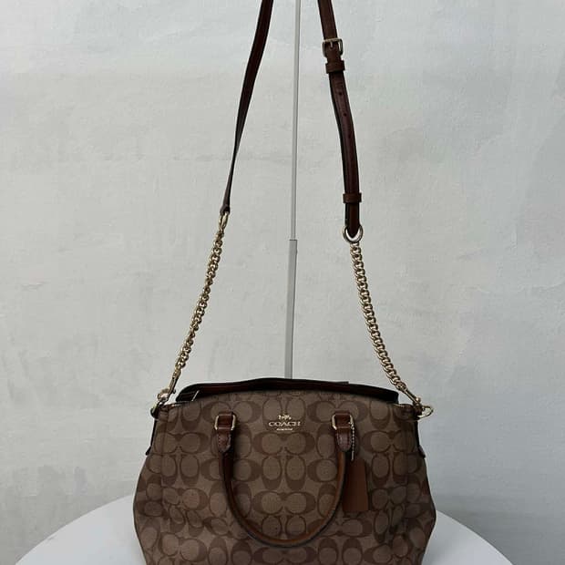 코치 투웨이 시그니처 체인 스트랩 크로스백 숄더 토트백