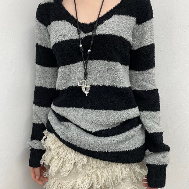 펑크 스트라이프 니트