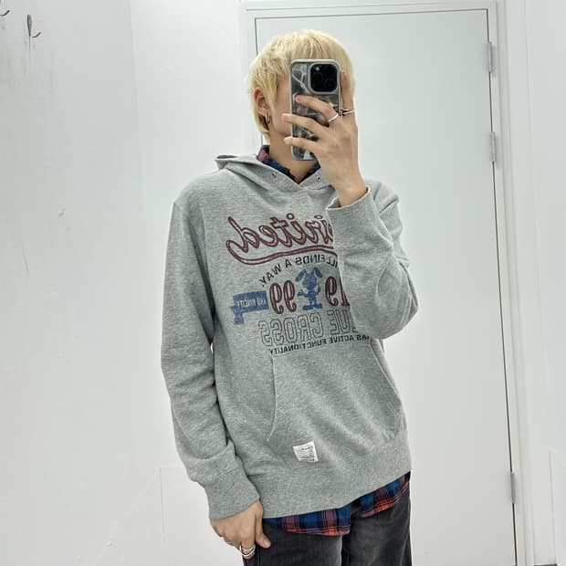 Blue Cross fake layered hoodie
