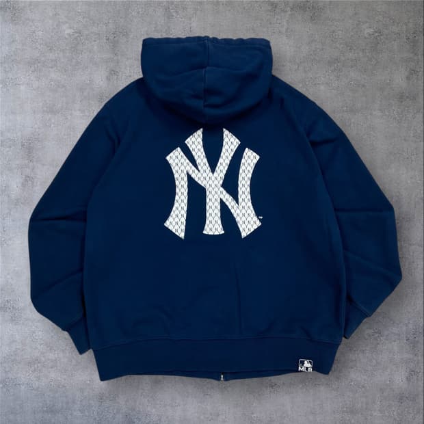 MLB 네이비 컬러 뉴욕양키스 빅로고 후드 집업