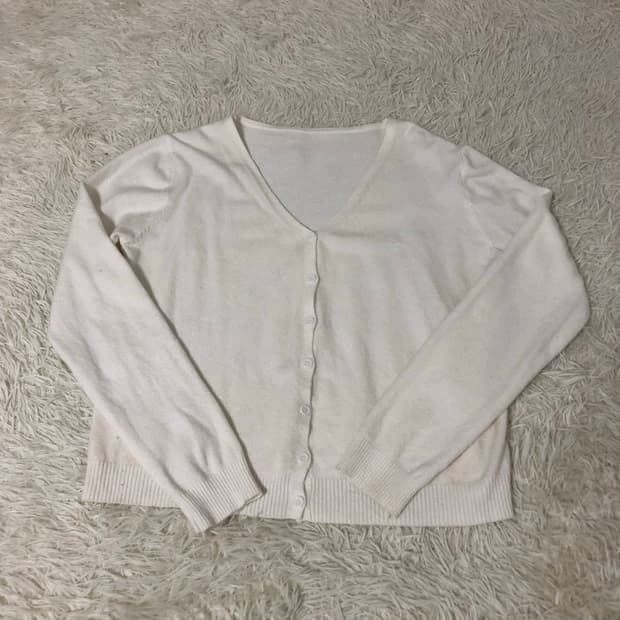 빈티지 화이트 기본 가디건