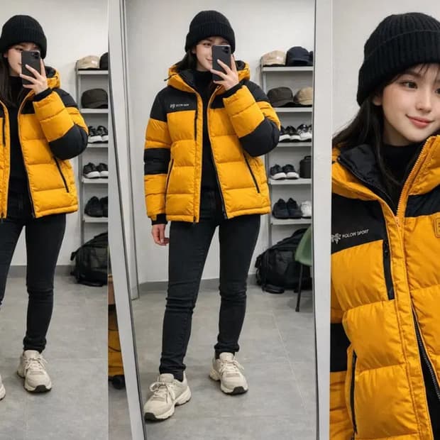 KOLON SPORT 코오롱스포츠 구스다운 패딩/머스터드 옐로우95