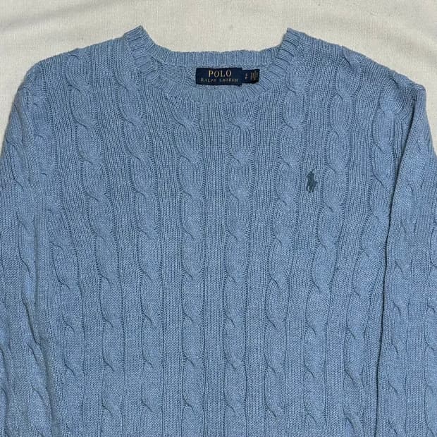 S 폴로랄프로렌 스카이블루 케이블 니트