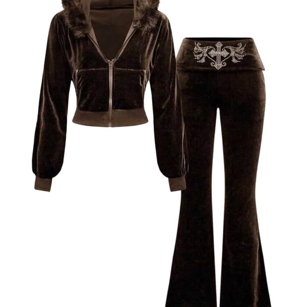 y2k 브라운 벨벳 트레이닝 세트