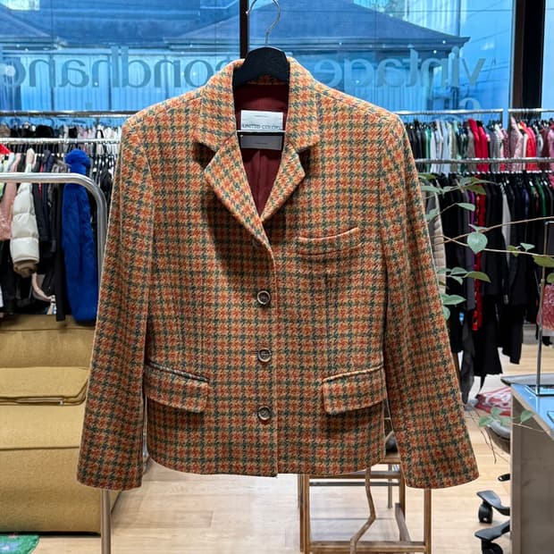 유나이티드 컬러 오브 베네통 멀티컬러 하운드투스 블레이저 자켓 