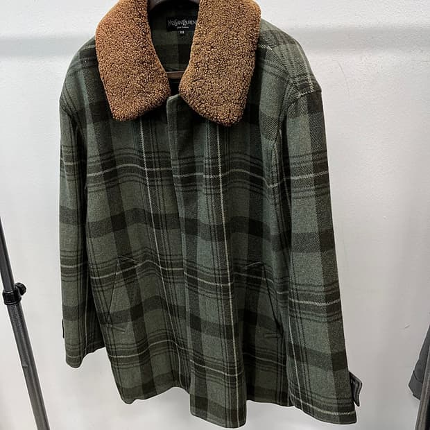 110) 입생로랑 시어링 체크 울코트 