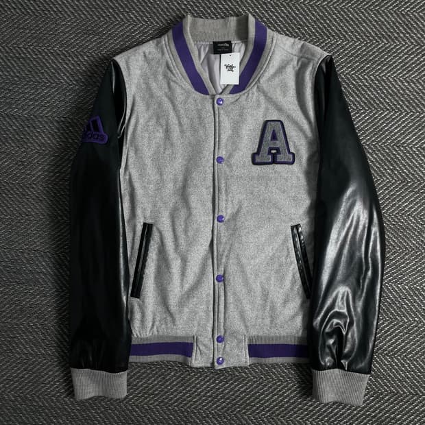 아디다스 빅로고 스웻 레더 바시티 자켓o 3186