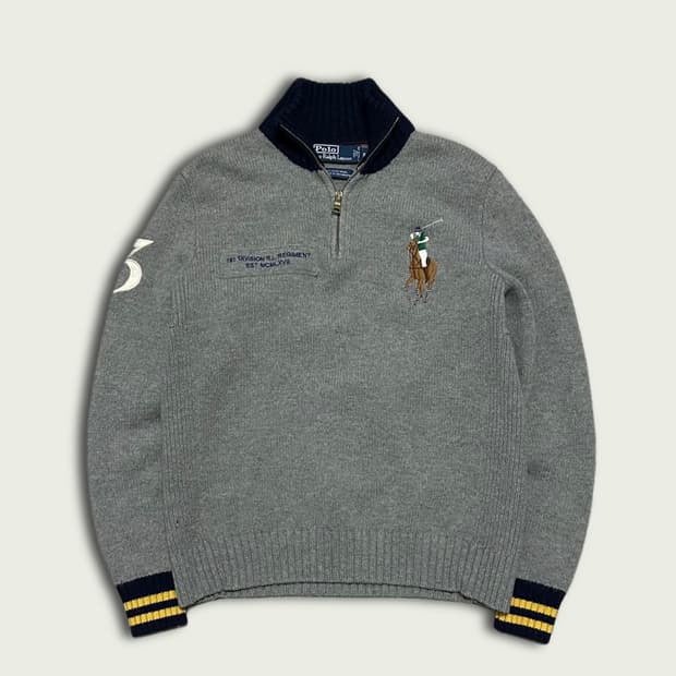 폴로 빅포니 반집업 니트
