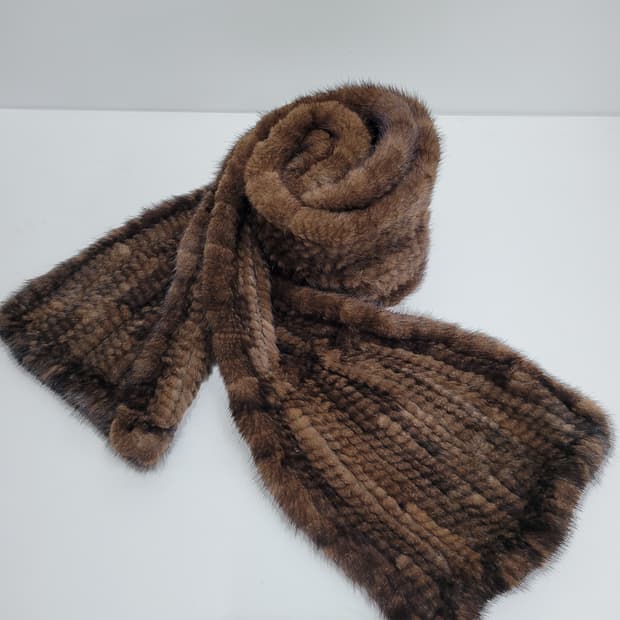 천연 밍크 머플러 / 총장 170 브라운
