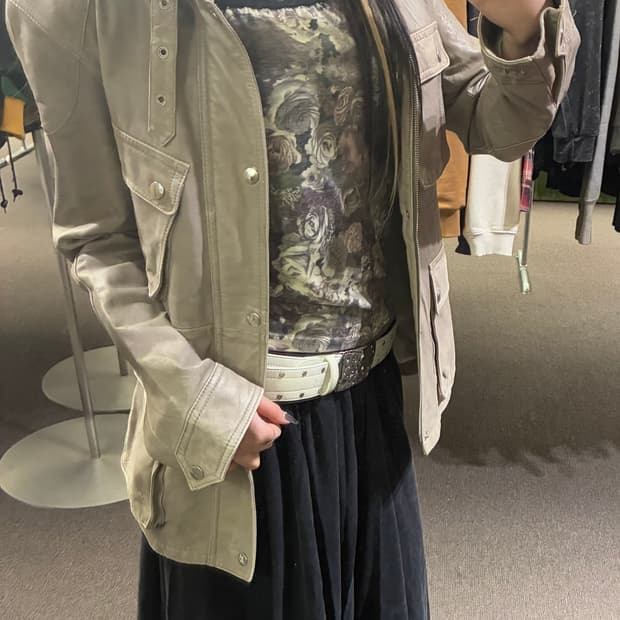 OS)Monkey time vintage 벨티드 레더자켓