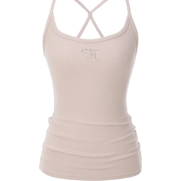 쓰리타임즈 쥬얼 탱크탑 화이트, 핑크