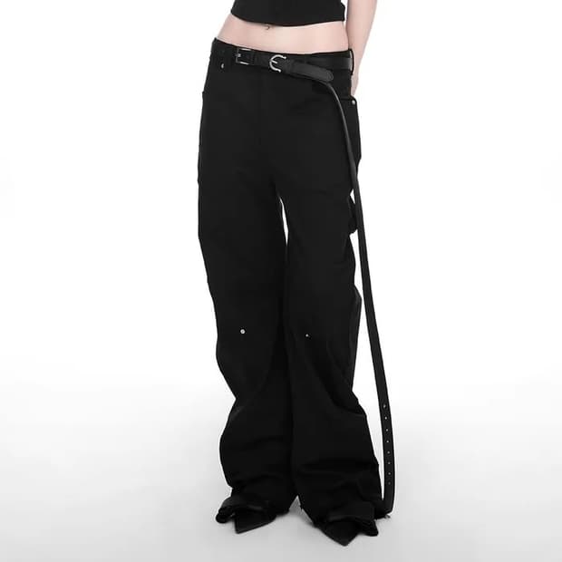 로우컷 커브드 팬츠 RAWCUT CURVED PANTS BLACK