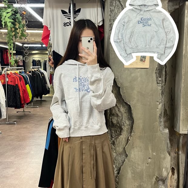 카비시 크롭 후드티 그레이 #csz1692