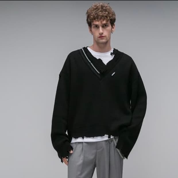 C2H4 디스트레스드 오버핏 니트