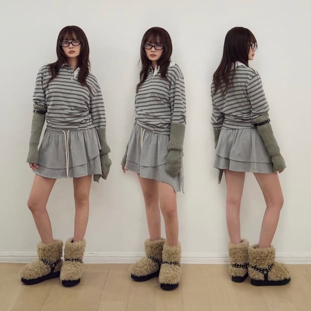 LAYERED SKIRT (MELANGE GREY)