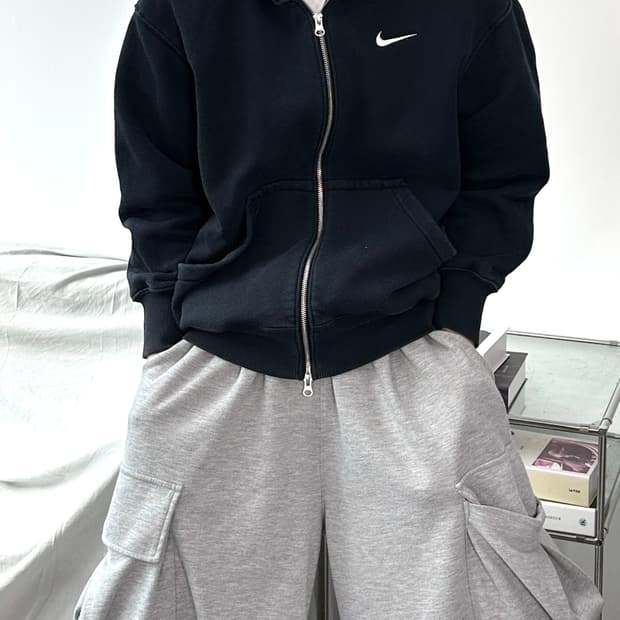 나이키 스우시 블랙 후드집업 M