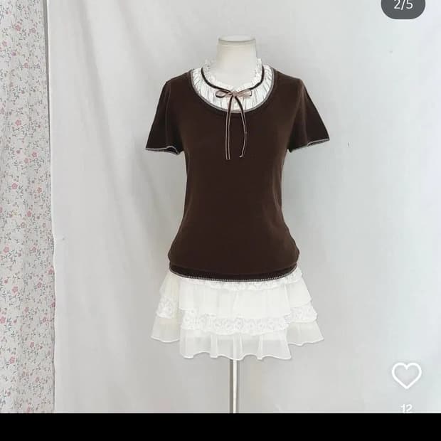 일본 빈티지 리본 로걀탑 니트 무드브릿지