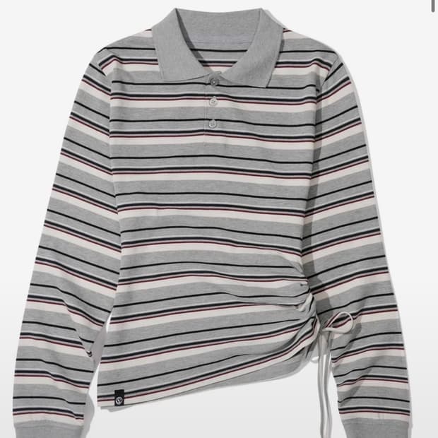 새상품) 세컨모놀로그 스트라이프 셔링 카라 롱슬리브 카라티