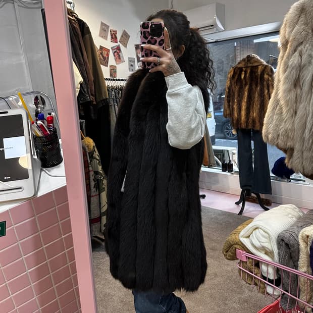 사가폭스 블랙브라운 롱 베스트 퍼자켓M-L