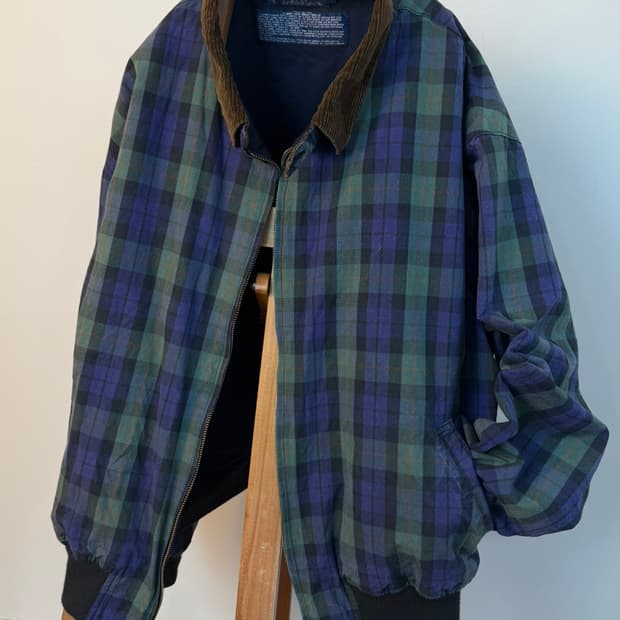 80s 폴로 랄프로렌 블랙와치 타탄 봄버 자켓 