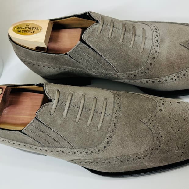 키톤 나폴리 스웨이드 그레이 옥스포드 슈즈 송아지 가죽